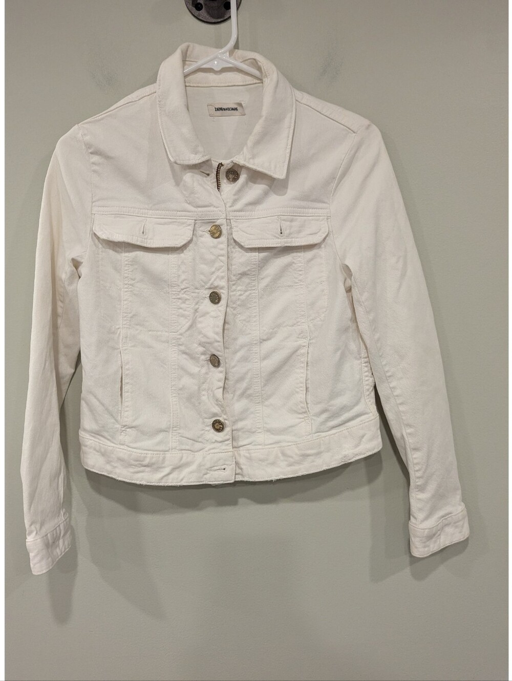 Zadig And Voltaire Kioky Blanc Denim Jacket Size Small